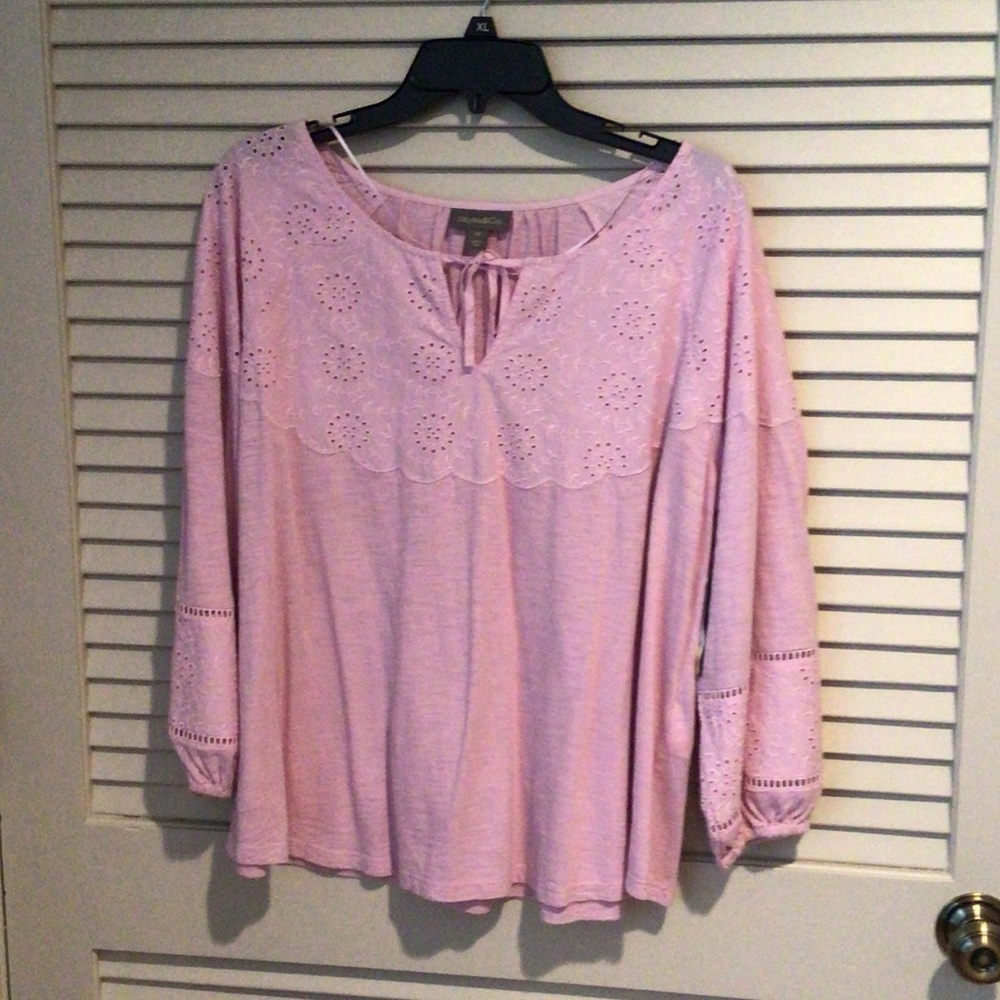 Style & Co. Light Lilac Eyelet Blouse